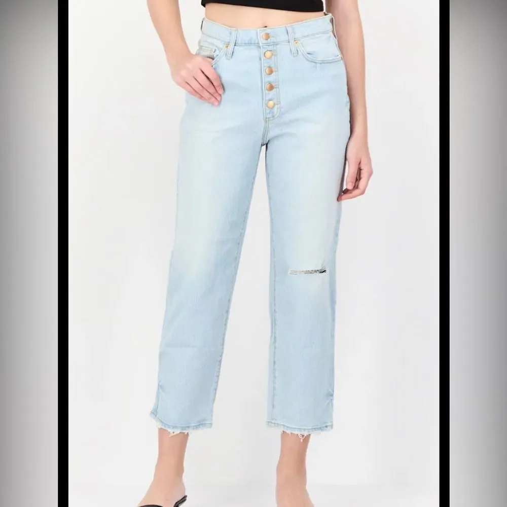 Universal Thread Women vintage straight Fit Ripped Denim Jeans, Light Blue